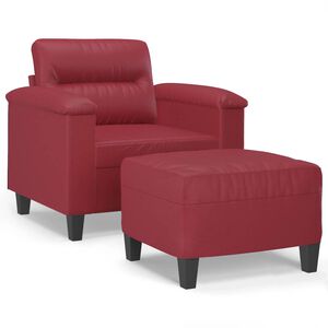 vidaXL sofastol med fodskammel 60 cm kunstl&aelig;der Vinr&oslash;d