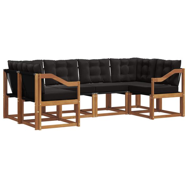 vidaXL Udend&oslash;rs sofagruppe med pude 6 pcs Naturlig og sort
