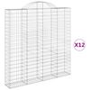 vidaXL buede gabionkurve 12 stk. 200x30x200/220 cm galvaniseret jern