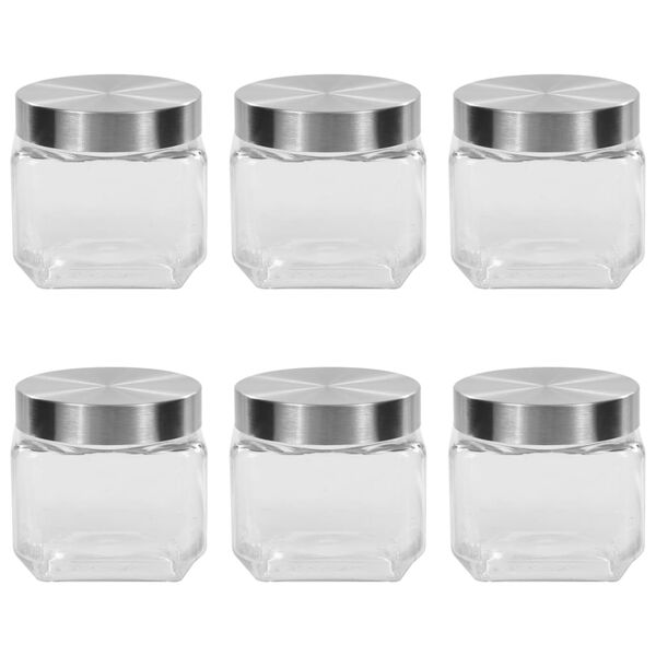 vidaXL opbevaringsglas med s&oslash;lvfarvet l&aring;g 6 stk. 800 ml