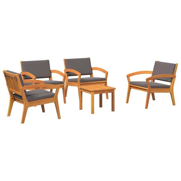 vidaXL Bistros&aelig;t med pude 5 pcs Brun Polyester