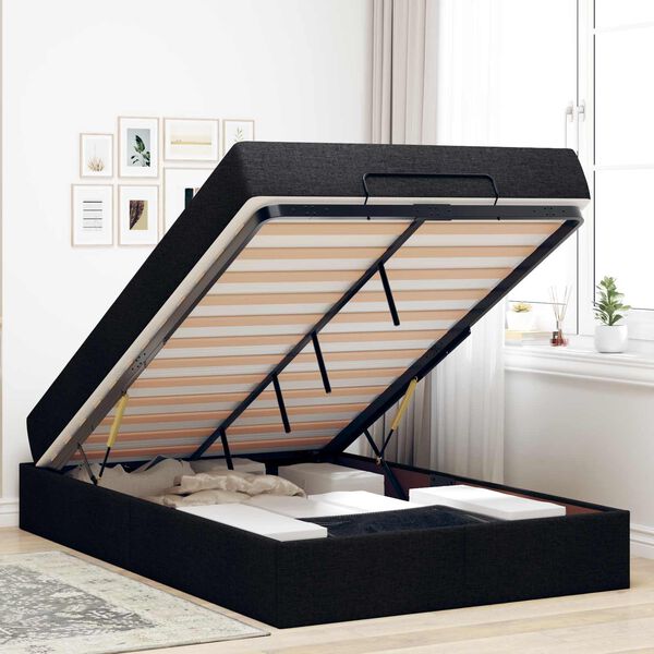 vidaXL Sengeramme med madras med madras 2 pcs Sort Stof