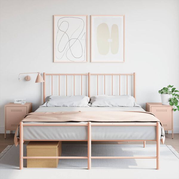 vidaXL sengeborde 2 stk. 36x39x50,5 cm st&aring;l lyser&oslash;d