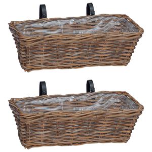 vidaXL H&aelig;ngende Plantekurv 2 pcs Brun 48 x 22 x 15 cm Lacak Rattan