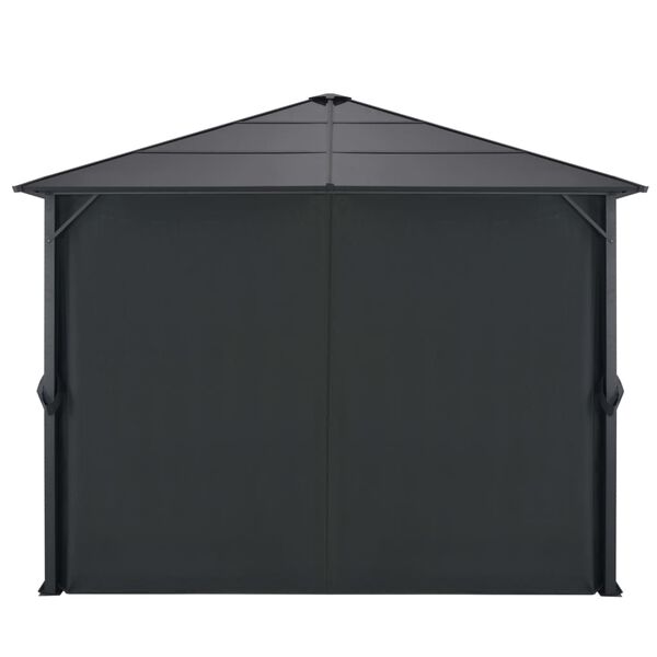 vidaXL pavillon med gardin aluminium 3 x 3 m sort