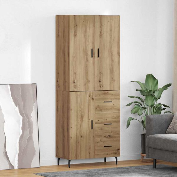 vidaXL Highboard med skuffe 2 pcs Artisan Egetr&aelig; Konstrueret tr&aelig;