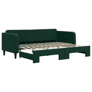 vidaXL daybed med udtr&aelig;k 90x200 cm velour m&oslash;rkegr&oslash;n