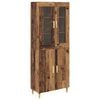 vidaXL Highboard Gammelt tr&aelig; 69,5 x 34 x 180 cm Ingeni&oslash;rtr&aelig; og glas