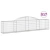 vidaXL buede gabionkurve 17 stk. 300x30x60/80 cm galvaniseret jern