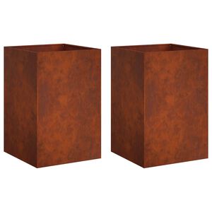 vidaXL Have Blomsterkrukke 2 stk. Rusten 40 x 40 x 75 cm Cortenst&aring;l