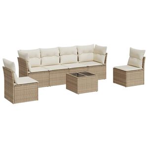 vidaXL sofas&aelig;t til haven 7 dele med hynder polyrattan beige