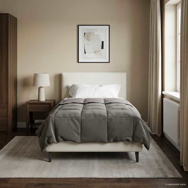 vidaXL Sommer dyne Quilting Lysegr&aring; 135 x 200 cm Mikrofiber