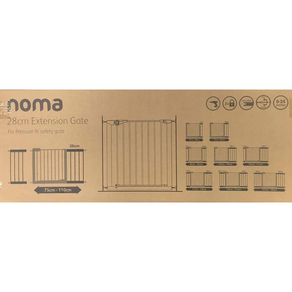 Noma forl&aelig;nger til sikkerhedsl&aring;ge Easy Pressure Fit 28 cm metal hvid 93972