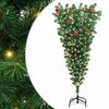 vidaXL Omvendt kunstigt forbelyst juletre med kugles&aelig;t Gr&oslash;n 150 cm PVC