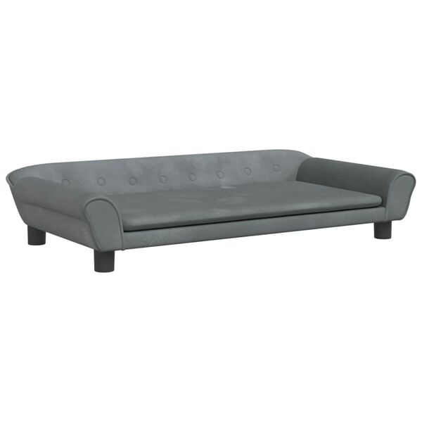 vidaXL sofa til b&oslash;rn 100x50x26 cm velour m&oslash;rkegr&aring;