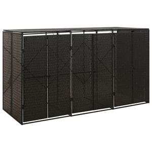 vidaXL tredobbelt skraldespandsskjuler 207x80x117 cm polyrattan sort
