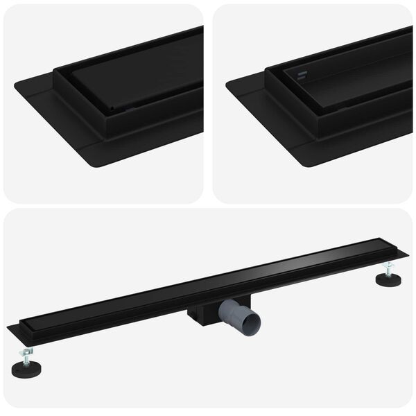 vidaXL 2 i 1 bruserafl&oslash;b Sort 90 cm Rustfrit St&aring;l 304