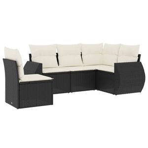 vidaXL sofas&aelig;t til haven 5 dele med hynder polyrattan sort