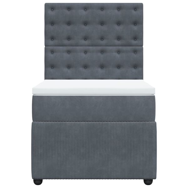 vidaXL kontinentalseng med madras 90x200cm fløjl mørkegrå