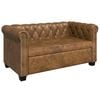 vidaXL 2-personers Chesterfield sofa kunstl&aelig;der brun