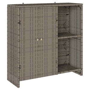 vidaXL Opbevaringsskab med hylde med d&oslash;r Gr&aring; 100 x 36 x 102 cm Rattan