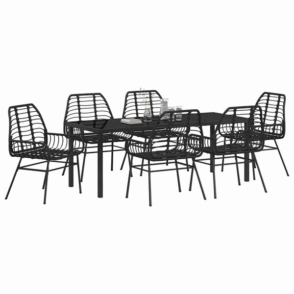 vidaXL Have Spisebordss&aelig;t 7 pcs Sort polyrattan