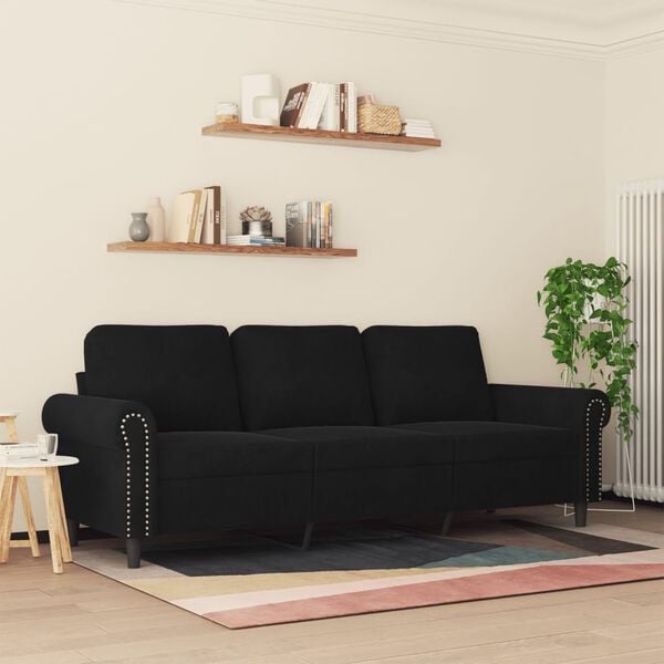 vidaXL 3-personers sofa 180 cm velour sort
