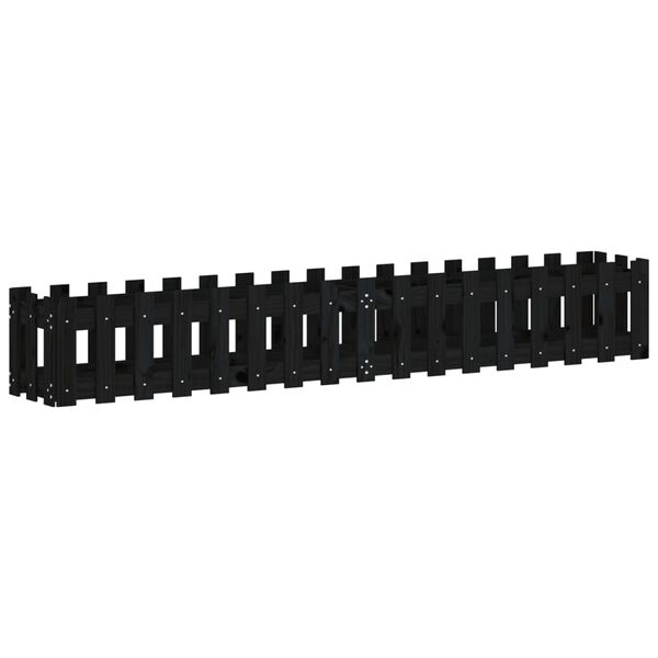 vidaXL h&oslash;jbed med stakitdesign 200x30x30 cm massivt fyrretr&aelig; sort