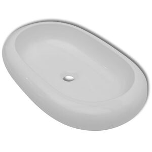 vidaXL keramisk luksush&aring;ndvask oval hvid 63 x 42 cm