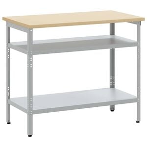 vidaXL Arbejdsbord med hylde Gr&aring; og beige 100 x 55 x 85 cm St&aring;l