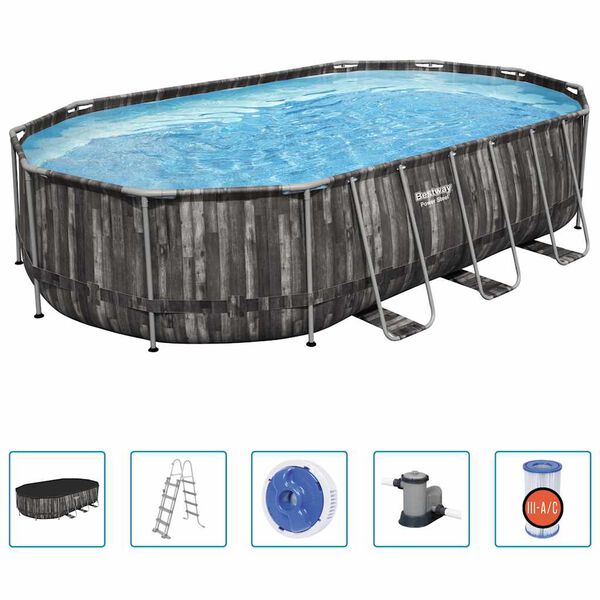 Bestway Power Steel swimmingpools&aelig;t 488x305x107 cm oval