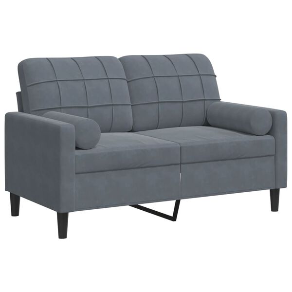 vidaXL 2-personers sofa med pyntepuder 120 cm velour m&oslash;rkegr&aring;