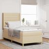 vidaXL Box spring seng med LED-lysstrimler Creme 90 x 190 cm Stof