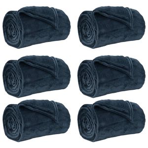 vidaXL Kastet&aelig;pper 6 stk. M&oslash;rkebl&aring; 220 x 240 cm 8.24 kg Fleece