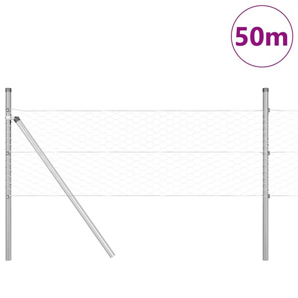 vidaXL Hegnsp&aelig;l S&oslash;lv 50 x 0,8 m (36 mm net) St&aring;l