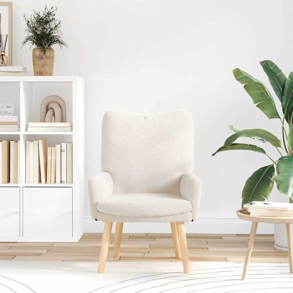 vidaXL l&aelig;nestol Creme 63 x 67 x 94 cm Uldstof og krydsfiner