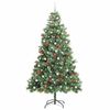 vidaXL Kunstigt juletr&aelig; med LED -strimmellys Gr&oslash;n 240 cm PVC og metal