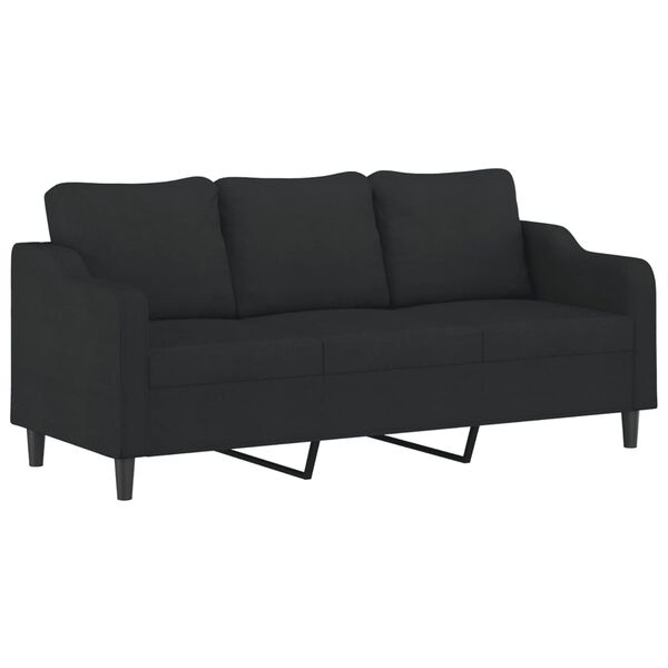 vidaXL 3-personers sofa med fodskammel 180 cm sort