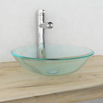 vidaXL håndvask i hærdet glas 42 cm transparent