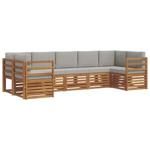 vidaXL Sofas&aelig;t med pude 7 pcs Naturlig og Lys Gr&aring; Massivt Akacietr&aelig;