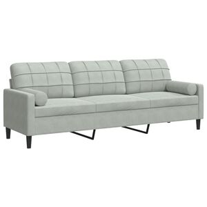 vidaXL 3-personers sofa med pyntepuder 210 cm fl&oslash;jl lysegr&aring;