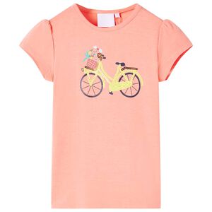 T-shirt til b&oslash;rn str. 104 neon-koralfarvet