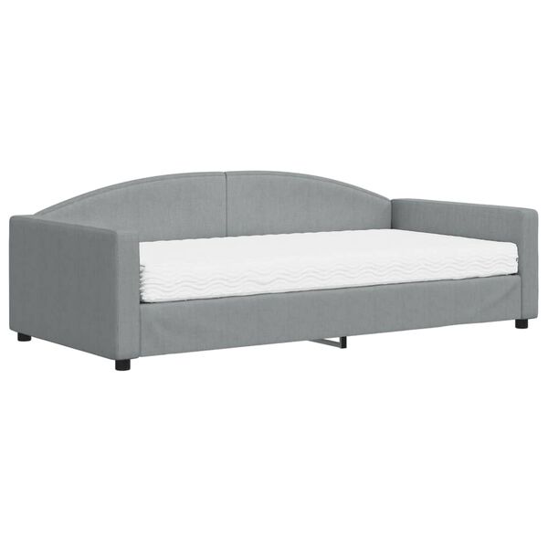 vidaXL daybed med madras 100x200 cm stof lysegr&aring;