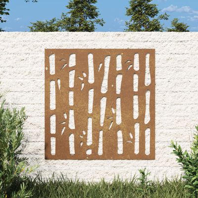 vidaXL udendørs vægdekoration 55x55 cm bambusdesign cortenstål