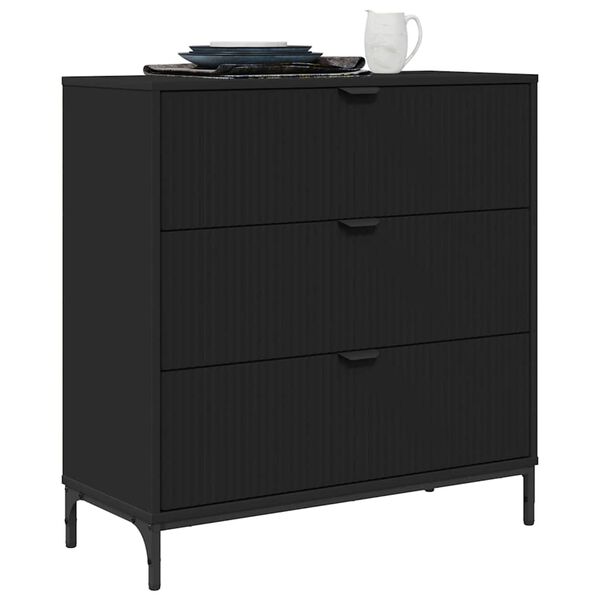 vidaXL Sideboard med skuffe Sort 79,5 x 33 x 82 cm Konstrueret tr&aelig;