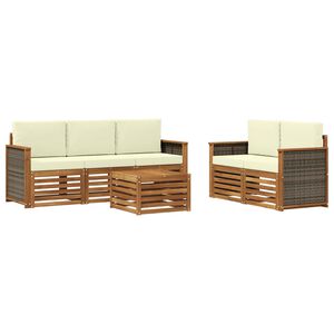 vidaXL Sofas&aelig;t med pude 6 pcs Massivt Akacietr&aelig;