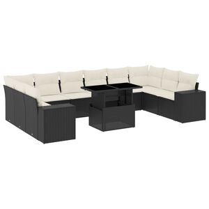 vidaXL sofas&aelig;t til haven 11 dele med hynder polyrattan sort