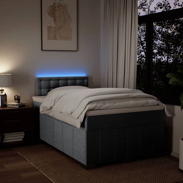 vidaXL kontinentalseng med madras 120x190 cm stof lysegr&aring;