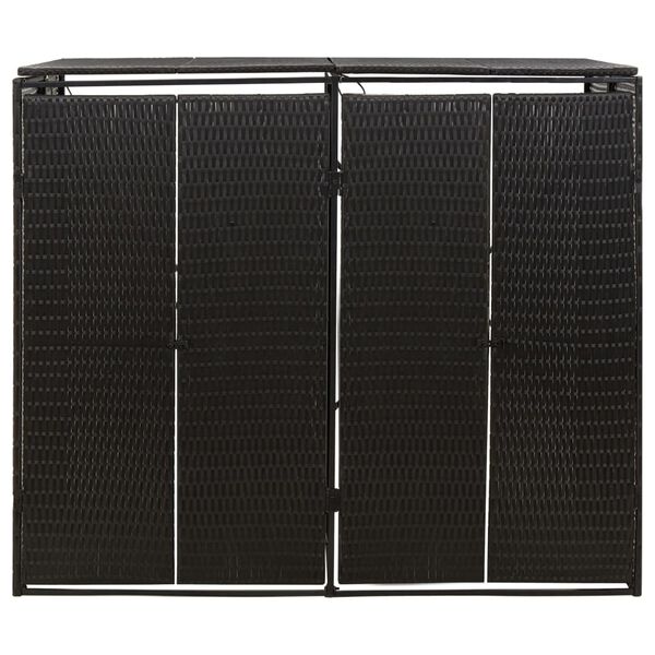 vidaXL dobbelt skraldespandsskjuler 140x80x117 cm polyrattan sort