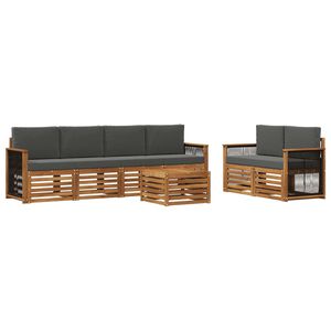 vidaXL Udend&oslash;rs sofagruppe med pude 7 pcs Naturlig og Antracit